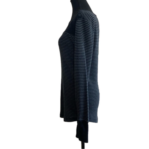 Eddie Bauer black & gray striped cotton blend boat neck long sleeve tee.… - Picture 3 of 9